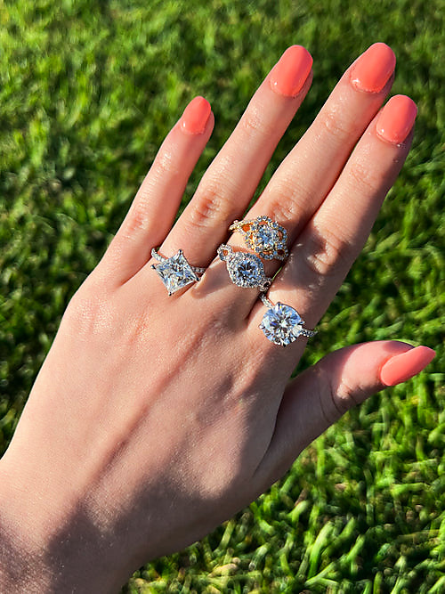 Moissanite engagement ring handcrafted in Los Angeles